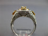 WIDE 1.33CT WHITE PINK & FANCY YELLOW DIAMOND 18KT 2 TONE GOLD ENGAGEMENT RING