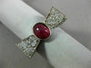 ANTIQUE LARGE 2CT DIAMOND & AAA RUBY 14KT WHITE GOLD FILIGREE OVAL BOW TIE RING