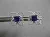.75CT DIAMOND & AAA AMETHYST 14KT WHITE GOLD PRINCESS CUT & ROUND STUD EARRINGS