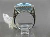 ESTATE LARGE 5.42CT DIAMOND & AAA BLUE TOPAZ 14K WHITE GOLD SQUARE FILIGREE RING