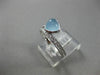 WIDE 1.35CT DIAMOND & AAA CABOCHON AQUAMARINE 18KT WHITE GOLD TRILLION LOVE RING
