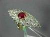 ANTIQUE EXTRA LARGE 4.25CT OLD MINE DIAMOND & AAA RUBY 18KT 2 TONE GOLD FUN RING
