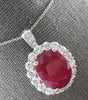 LARGE 12.85CT DIAMOND & AAA RUBY 14KT WHITE GOLD 3D OVAL & ROUND PENDANT #27985