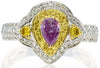 WIDE 1.26CT MULTI COLOR DIAMOND 18KT WHITE & ROSE GOLD FILIGREE ENGAGEMENT RING