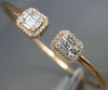 ESTATE WIDE .75CT DIAMOND 18K ROSE GOLD ROUND & BAGUETTE CLUSTER BANGLE BRACELET