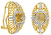 LARGE 3.88CT DIAMOND & AAA CITRINE 14KT YELLOW GOLD 3D CUSHION & ROUND EARRINGS