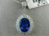 ESTATE EXTRA LARGE 6.60CT DIAMOND & AAA TANZANITE 18K WHITE GOLD 3D OVAL PENDANT