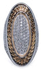 EXTRA LARGE .55CT DIAMOND 18K YELLOW GOLD & 925 SILVER HANDCRAFTED OVAL FUN RING