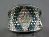 ESTATE EXTRA LARGE 2.86CT WHITE & BLUE DIAMOND 14KT WHITE GOLD 3D PAVE FUN RING