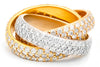 ESTATE LARGE 5.75CT DIAMOND 18KT TRI COLOR GOLD 3D TRINITY LOVE RING