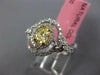 1.30CT WHITE & CANARY DIAMOND 18KT 2 TONE GOLD OVAL DOUBLE HALO ENGAGEMENT RING