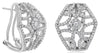 LARGE 1.18CT DIAMOND 14KT WHITE GOLD 3D FLOWER HEXAGON CLIP ON HANGING EARRINGS