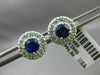 ESTATE LARGE 2.80CT DIAMOND & AAA SAPPHIRE 14KT WHITE GOLD ROUND HALO EARRINGS