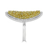 EXTRA LARGE 1.74CT WHITE & FANCY YELLOW DIAMOND 18KT 2 TONE GOLD OVAL FUN RING