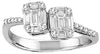 ESTATE .60CT DIAMOND 18KT WHITE GOLD ROUND & BAGUETTE SEMI ETERNITY 2 STONE RING
