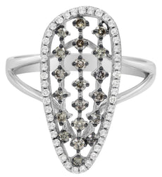 .55CT WHITE & CHOCOLATE FANCY DIAMOND 14K WHITE GOLD MULTI ROW BY THE YARD RING