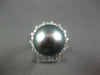 EXTRA LARGE .98CT DIAMOND & AAA TAHITIAN PEARL 18KT WHITE GOLD FLOWER LOVE RING
