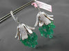 ANTIQUE LARGE 38.89CT DIAMOND & AAA EMERALD 18KT WHITE GOLD CHANDELIER EARRINGS