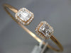 ESTATE WIDE .75CT DIAMOND 18K ROSE GOLD ROUND & BAGUETTE CLUSTER BANGLE BRACELET