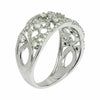ESTATE WIDE .54CT DIAMOND 18KT WHITE GOLD FLOWER 4 LEAF CLOVER ANNIVERSARY RING