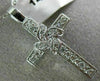 ESTATE .30CT ROUND DIAMOND 14KT WHITE GOLD CLASSIC FLORAL CROSS PENDANT #16273