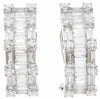 LARGE 3.5CT DIAMOND 18KT WHITE GOLD 3D ROUND & BAGUETTE CLIP ON HANGING EARRINGS