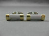 ESTATE LARGE 14K WHITE & YELLOW GOLD ITALIAN RECTANGULAR BAR CUFF LINKS #21201