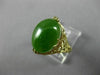 ANTIQUE LARGE AAA OVAL JADE 14KT YELLOW GOLD 3D OPEN FILIGREE LOVE RING #26092