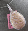 EXTRA LARGE 1.95CT WHITE & PINK DIAMOND 18KT WHITE & ROSE GOLD TEAR DROP PENDANT