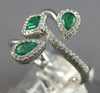 ESTATE WIDE 1.07CT DIAMOND & AAA EMERALD 14K WHITE GOLD 3D MULTI SHAPE LOVE RING