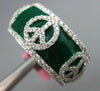 ESTATE 1.40CT DIAMOND & GREEN ENAMEL 18K WHITE GOLD ETERNITY PEACE SIGN FUN RING