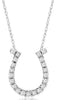 ESTATE .25CT 14KT WHITE GOLD 3D CLASSIC LUCKY HORSESHOE FUN NECKLACE