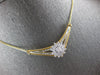 LARGE & LONG .35CT DIAMOND 14KT 2 TONE GOLD ROUND FLOWER V SHAPE NECKLACE #28061