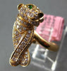 LARGE .77CT DIAMOND & AAA TSAVORITE 18KT ROSE GOLD HAPPY PANTHER JAGUAR FUN RING