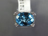ESTATE 10.20CT DIAMOND & AAA BLUE TOPAZ 14KT WHITE GOLD 3D OVAL & ROUND FUN RING
