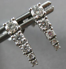ESTATE .72CT DIAMOND 18KT WHITE GOLD 3D ROUND GRADUATING FUN HANGING EARRINGS