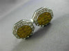 ESTATE LARGE 1.5CT WHITE & INTENSE FANCY YELLOW DIAMOND 18K WHITE GOLD CUFFLINKS