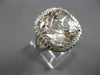 EXTRA LARGE 15.51CT DIAMOND & AAA MORGANITE 14KT WHITE GOLD CUSHION & ROUND RING