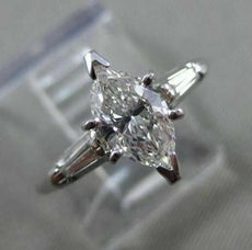 ESTATE WIDE .86CT DIAMOND MARQUISE 14KT WHITE GOLD 3 STONE ENGAGEMENT RING 22151