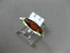 ESTATE 1.59CT ROUND DIAMOND & AAA MARQUISE SHAPE GARNET 14KT YELLOW GOLD 3D RING