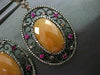 ANTIQUE LARGE 3.12CT DIAMOND & MULTI GEM 14K ROSE & BLACK GOLD FILIGREE EARRINGS
