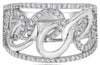 ESTATE WIDE .66CT DIAMOND 14KT WHITE GOLD 3D MULTI OVAL LOVE KNOT FUN RING