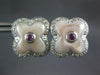 .50CT DIAMOND AAA PINK SAPPHIRE & MOTHER OF PEARL 14K WHITE GOLD EARRINGS #27288