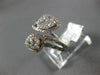LARGE .80CT DIAMOND 14KT WHITE GOLD 3D DOUBLE PEAR SHAPE CRISS CROSS SNAKE RING