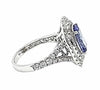 LARGE 4.45CT DIAMOND & AAA TANZANITE 18K WHITE GOLD OVAL & ROUND ENGAGEMENT RING