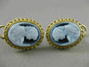 ANTIQUE 18KT YELLOW GOLD HANDCRAFTED BLUE OVAL LADY CAMEO EARRINGS #18785