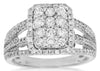 Estate 1.30Ct Diamond 14Kt White Gold Round 3D Classic Cluster Octagon Anniversary Ring