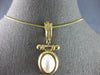 ESTATE LARGE AAA MOTHER OF PEARL 14KT YELLOW GOLD OVAL ENHANCER FLOATING PENDANT