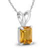 ESTATE 1.1CT AAA CITRINE 14KT WHITE GOLD EMERALD CUT SOLITAIRE FLOATING PENDANT