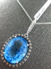 ESTATE LARGE 8.91CT MOCHA DIAMOND & AAA BLUE TOPAZ 14KT WHITE GOLD OVAL PENDANT